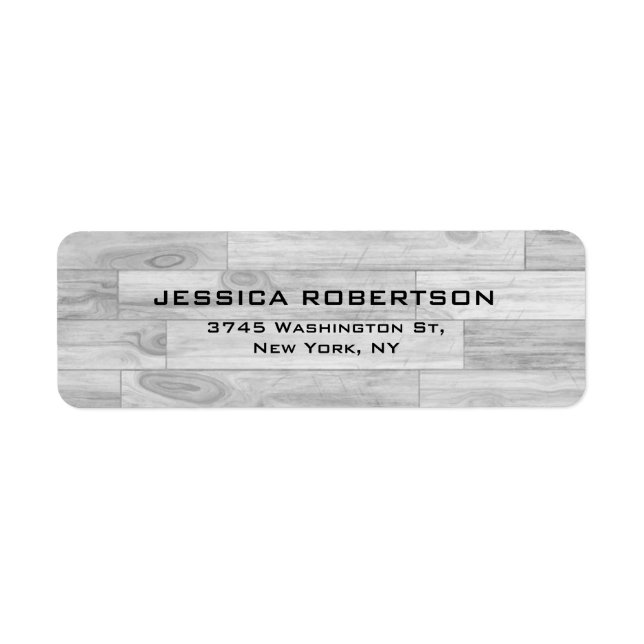 Grått Wood Plain Elegant Modern Trendig Returadress Etikett (Framsidan)