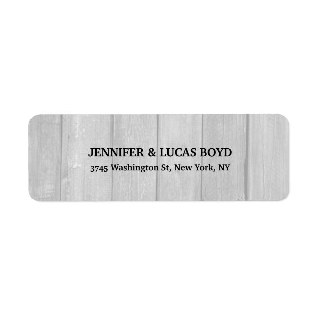 Grått Wood Unique Retro Stil Classical Lakan Returadress Etikett (Framsidan)