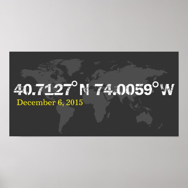 grått World-koordinatdatum bröllop speciellare dat Poster (Framsidan)