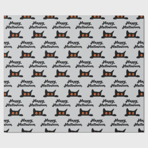 Grått Wrapping Papper med Svarta katter för Hallow Presentpapper