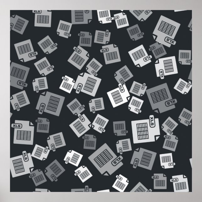 Grått XLS-fildokument. Knappikonen Hämta xls i Poster (Framsidan)