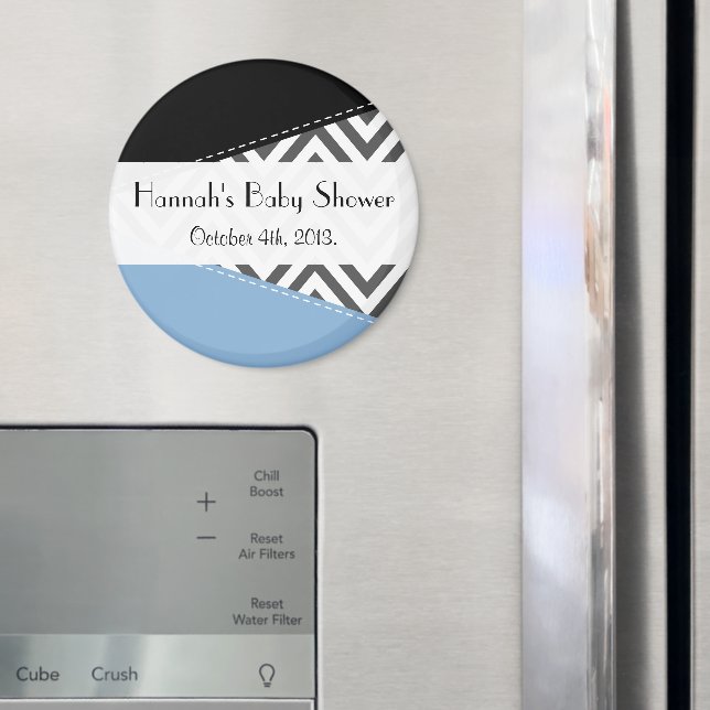 Grått Zigzag, Chevron, Zigzag Mönster, babyskor Magnet (In Situ (Fridge))