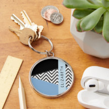 Grått Zigzag, Grått Chevron, Blue, Ditt namn