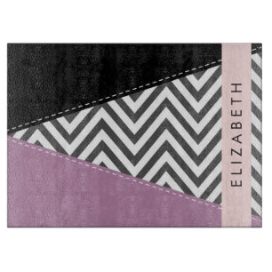 Grått Zigzag, Grått Chevron, Lila, ditt namn