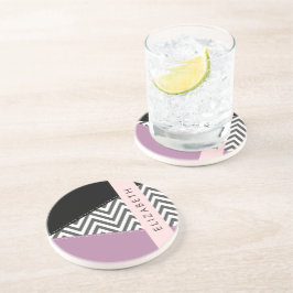 Grått Zigzag, Grått Chevron, Lila, ditt namn Underlägg