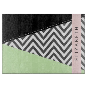 Grått Zigzag, Grått Chevron, Mint, ditt namn
