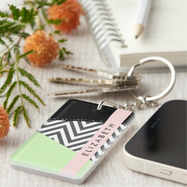 Grått Zigzag, Grått Chevron, Mint, ditt namn