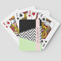 Grått Zigzag, Grått Chevron, Mint, ditt namn