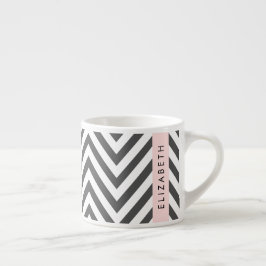 Grått Zigzag, Grått Chevron, Mint, ditt namn Espressomugg