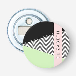 Grått Zigzag, Grått Chevron, Mint, ditt namn Flasköppnare
