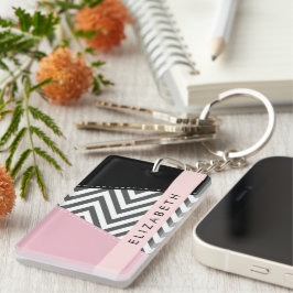 Grått Zigzag, Grått Chevron, Rosa, ditt namn