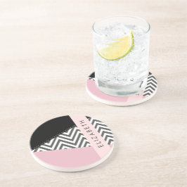 Grått Zigzag, Grått Chevron, Rosa, ditt namn Underlägg