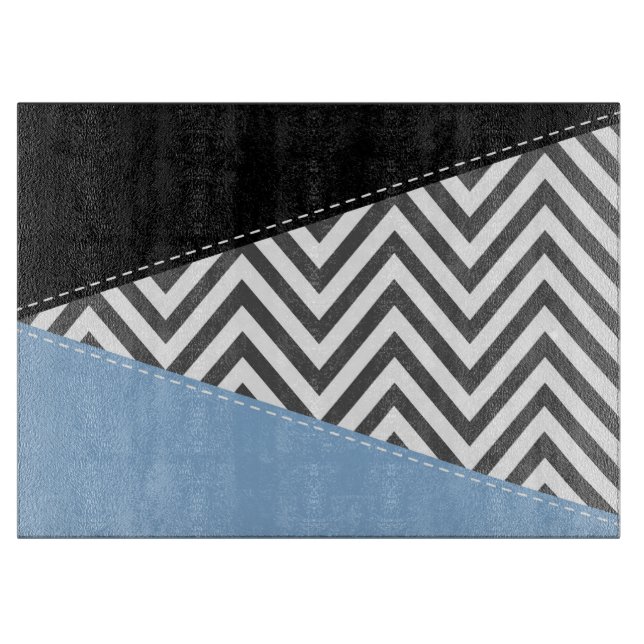 Grått Zigzag, Grått Chevron, Zigzag Mönster, Blue (Framsidan)