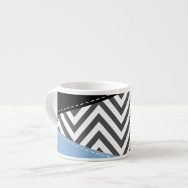 Grått Zigzag, Grått Chevron, Zigzag Mönster, Blue Espressomugg
