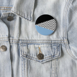 Grått Zigzag, Grått Chevron, Zigzag Mönster, Blue Knapp