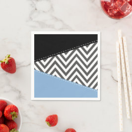 Grått Zigzag, Grått Chevron, Zigzag Mönster, Blue Pappersservett