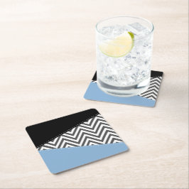 Grått Zigzag, Grått Chevron, Zigzag Mönster, Blue Underlägg Papper Kvadrat