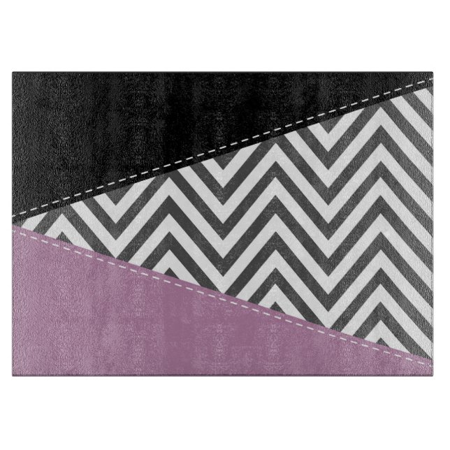 Grått Zigzag, Grått Chevron, Zigzag Mönster, Lila (Framsidan)