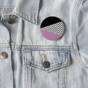 Grått Zigzag, Grått Chevron, Zigzag Mönster, Lila Knapp