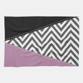 Grått Zigzag, Grått Chevron, Zigzag Mönster, Lila Kökshandduk