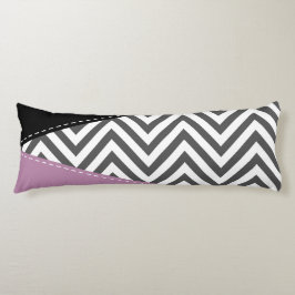 Grått Zigzag, Grått Chevron, Zigzag Mönster, Lila Kroppskudde