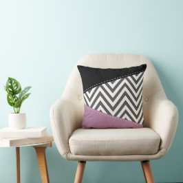Grått Zigzag, Grått Chevron, Zigzag Mönster, Lila Kudde