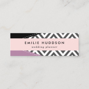Grått Zigzag, Grått Chevron, Zigzag Mönster, Lila Mini Visitkort