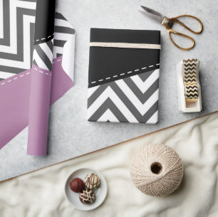 Grått Zigzag, Grått Chevron, Zigzag Mönster, Lila Presentpapper