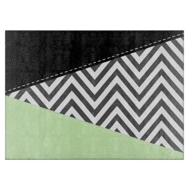 Grått Zigzag, Grått Chevron, Zigzag Mönster, Mint (Framsidan)