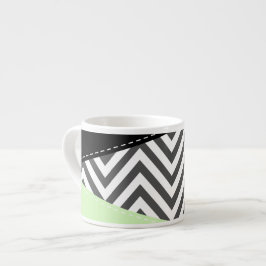 Grått Zigzag, Grått Chevron, Zigzag Mönster, Mint Espressomugg