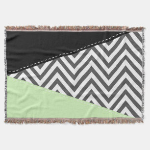 Grått Zigzag, Grått Chevron, Zigzag Mönster, Mint Filt