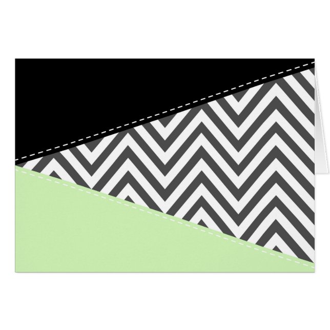 Grått Zigzag, Grått Chevron, Zigzag Mönster, Mint Hälsningskort (Framsidan Horizontal)