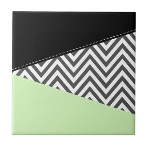 Grått Zigzag, Grått Chevron, Zigzag Mönster, Mint Kakelplatta