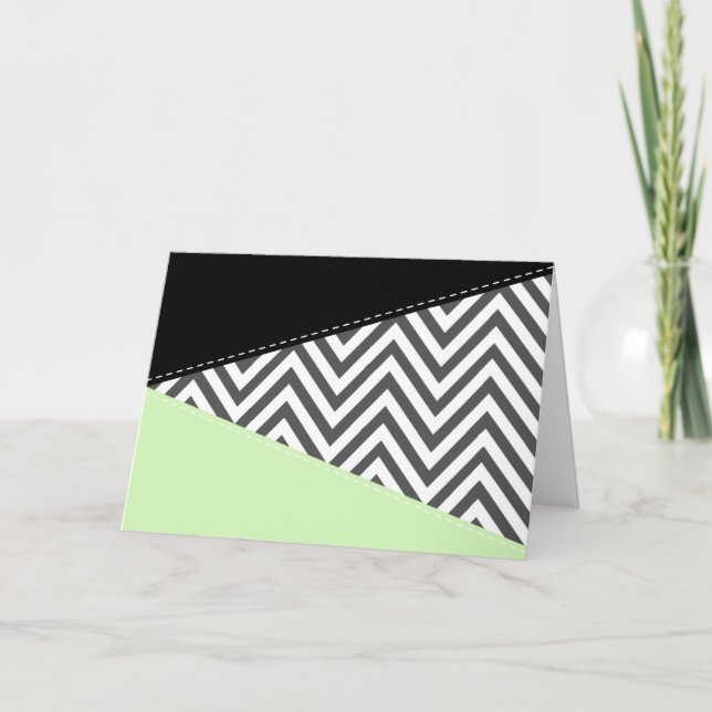Grått Zigzag, Grått Chevron, Zigzag Mönster, Mint Kort (Framsida)