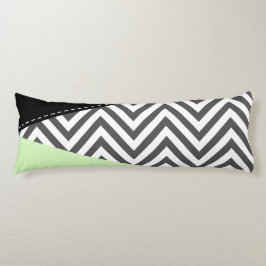 Grått Zigzag, Grått Chevron, Zigzag Mönster, Mint Kroppskudde