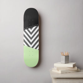 Grått Zigzag, Grått Chevron, Zigzag Mönster, Mint Mini Skateboard Bräda 18,5 Cm