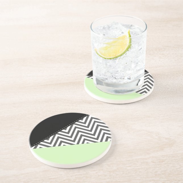 Grått Zigzag, Grått Chevron, Zigzag Mönster, Mint Underlägg (Sidan)