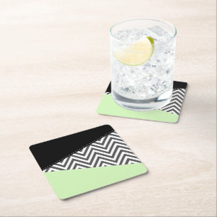 Grått Zigzag, Grått Chevron, Zigzag Mönster, Mint Underlägg Papper Kvadrat