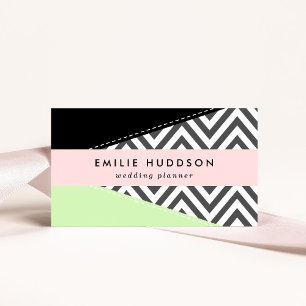 Grått Zigzag, Grått Chevron, Zigzag Mönster, Mint Visitkort