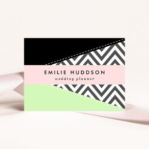 Grått Zigzag, Grått Chevron, Zigzag Mönster, Mint Visitkort