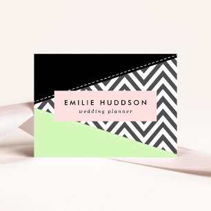 Grått Zigzag, Grått Chevron, Zigzag Mönster, Mint Visitkort