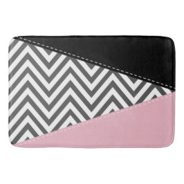 Grått Zigzag, Grått Chevron, Zigzag Mönster, Rosa Badrumsmatta