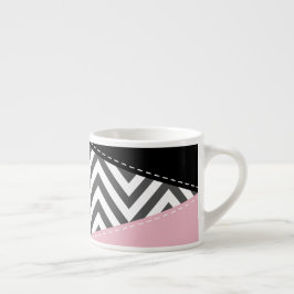 Grått Zigzag, Grått Chevron, Zigzag Mönster, Rosa Espressomugg