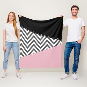 Grått Zigzag, Grått Chevron, Zigzag Mönster, Rosa Fleecefilt
