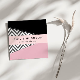 Grått Zigzag, Grått Chevron, Zigzag Mönster, Rosa Fyrkantigt Visitkort