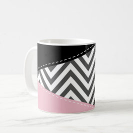 Grått Zigzag, Grått Chevron, Zigzag Mönster, Rosa Kaffemugg