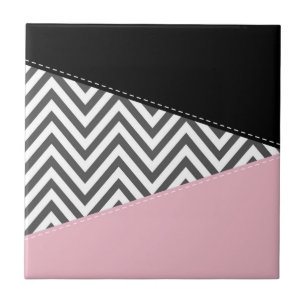 Grått Zigzag, Grått Chevron, Zigzag Mönster, Rosa Kakelplatta