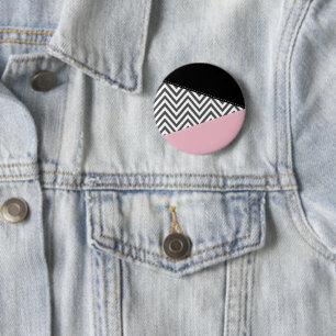 Grått Zigzag, Grått Chevron, Zigzag Mönster, Rosa Knapp