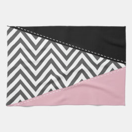 Grått Zigzag, Grått Chevron, Zigzag Mönster, Rosa Kökshandduk