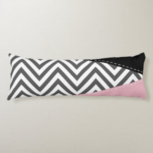 Grått Zigzag, Grått Chevron, Zigzag Mönster, Rosa Kroppskudde
